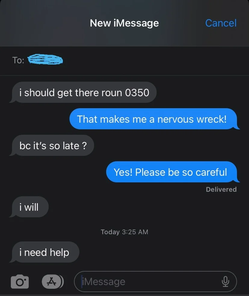Ashley gets texts from Tre about a late night drive.