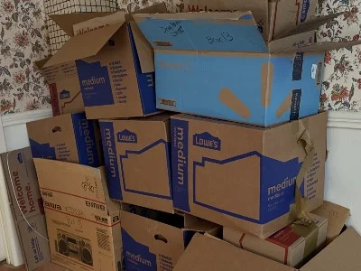 Stack of moving boxes